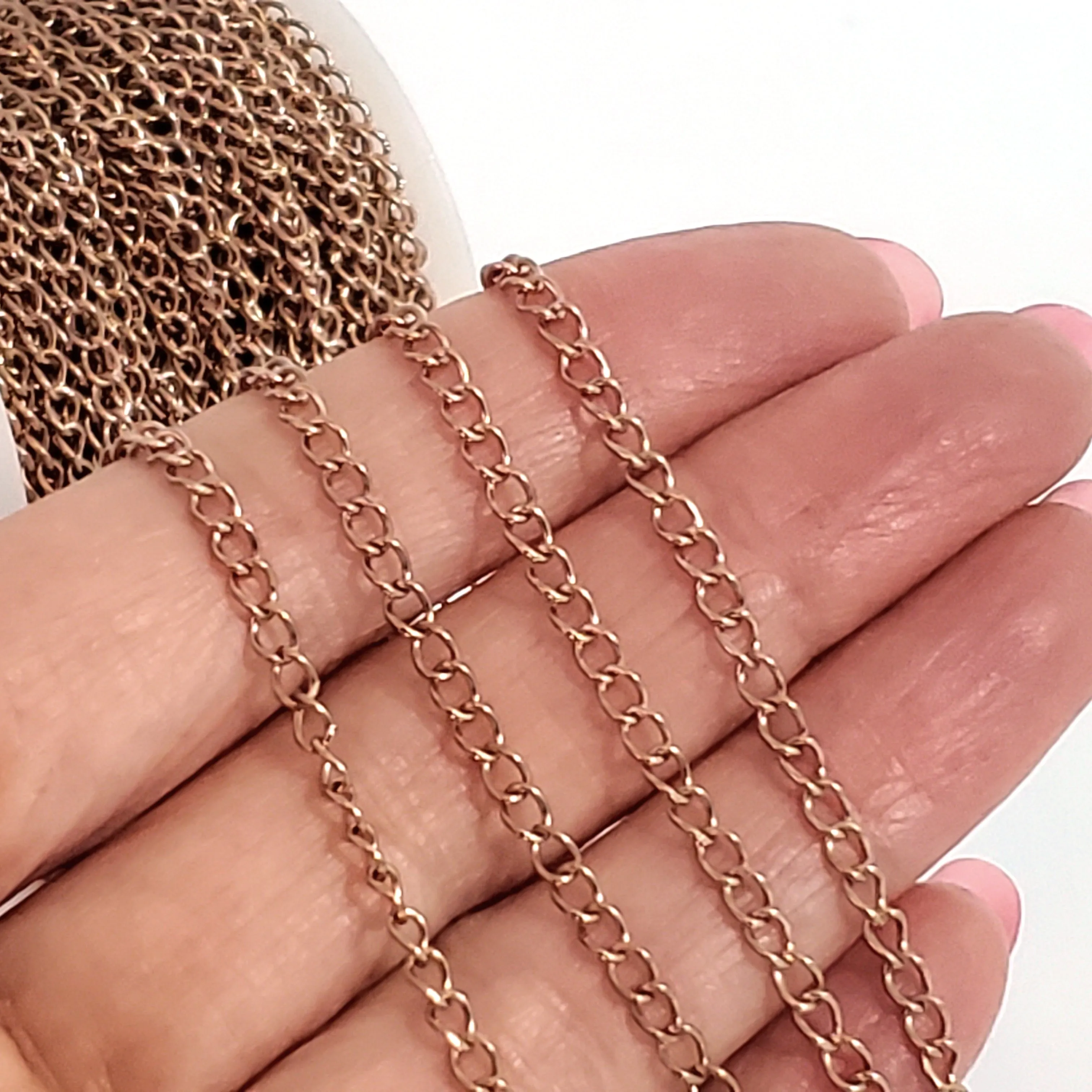 Twist Chain, Rose Gold Stainless Steel Soldered Links, 3x4x0.5mm, 25 Meters Spooled, #1925 RG