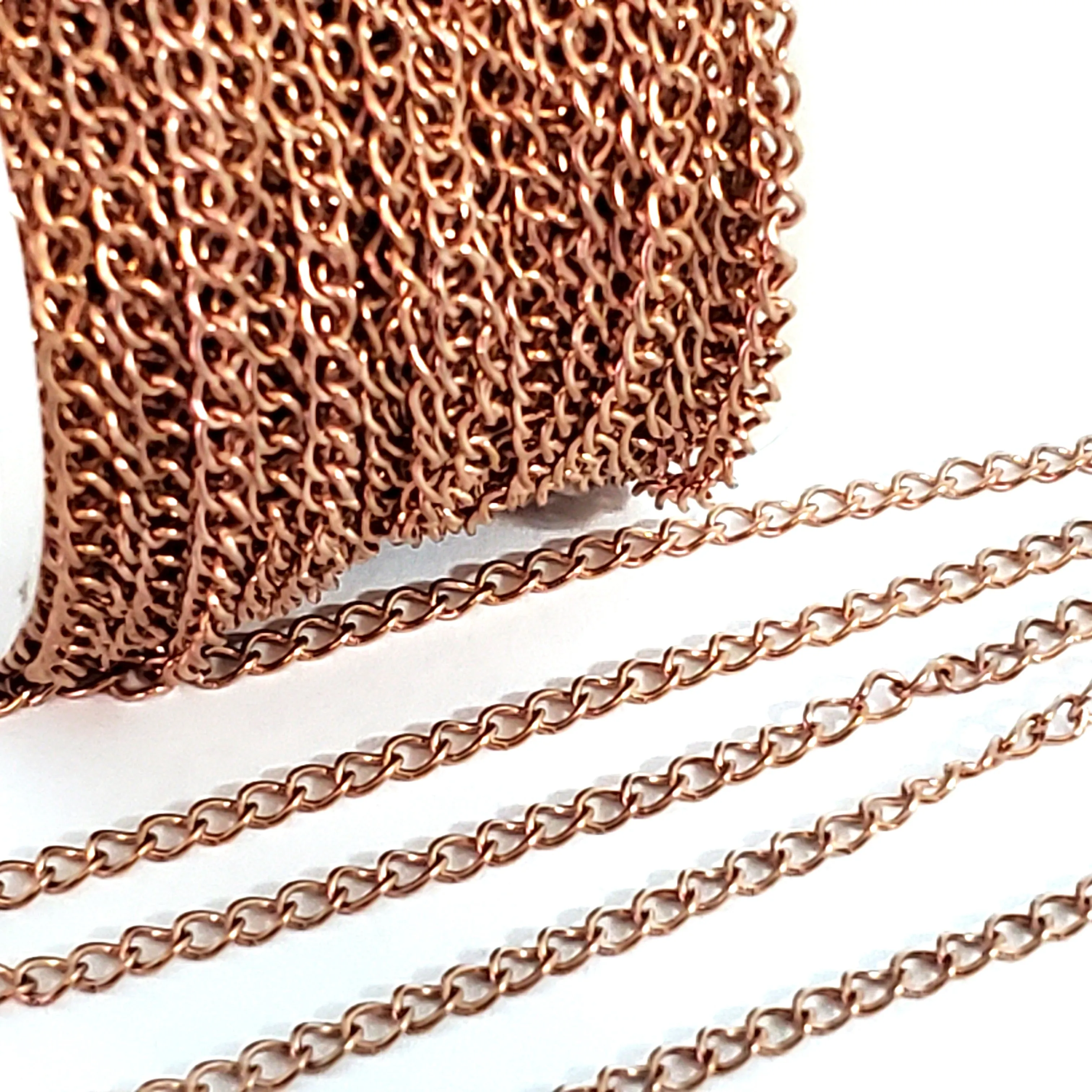 Twist Chain, Rose Gold Stainless Steel Soldered Links, 3x4x0.5mm, 25 Meters Spooled, #1925 RG