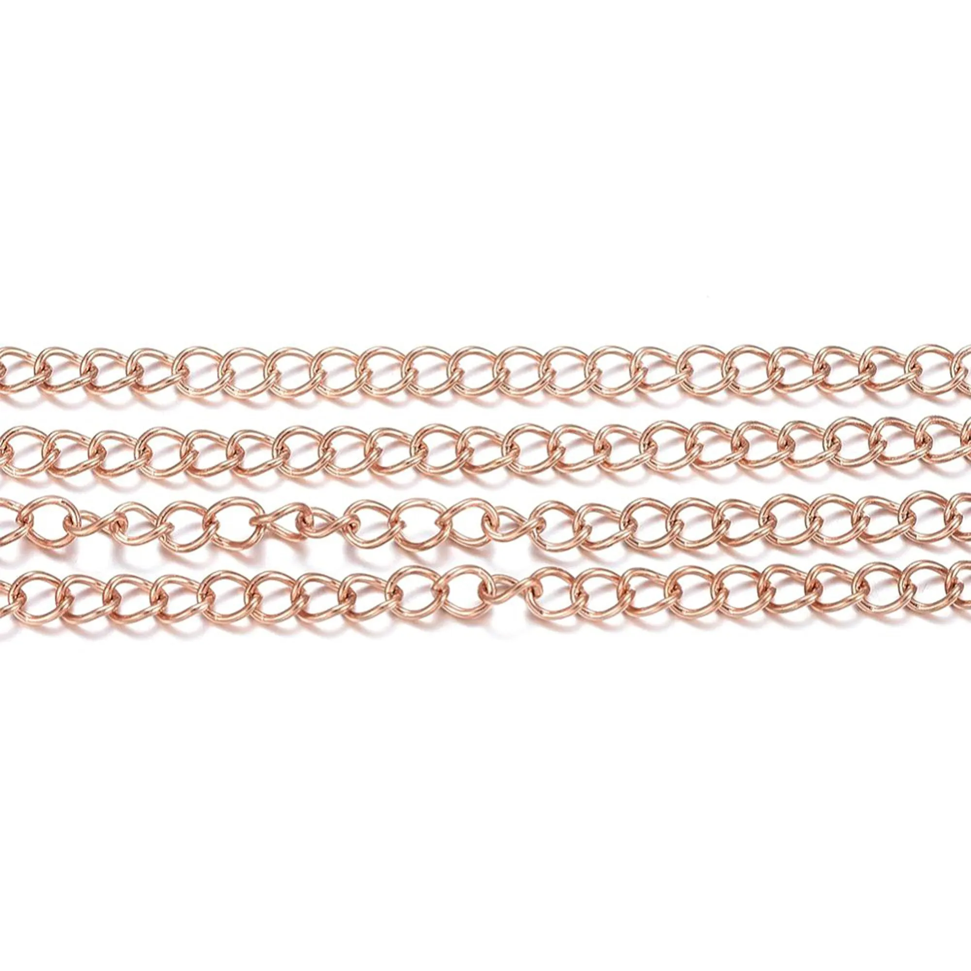 Twist Chain, Rose Gold Stainless Steel Soldered Links, 3x4x0.5mm, 25 Meters Spooled, #1925 RG