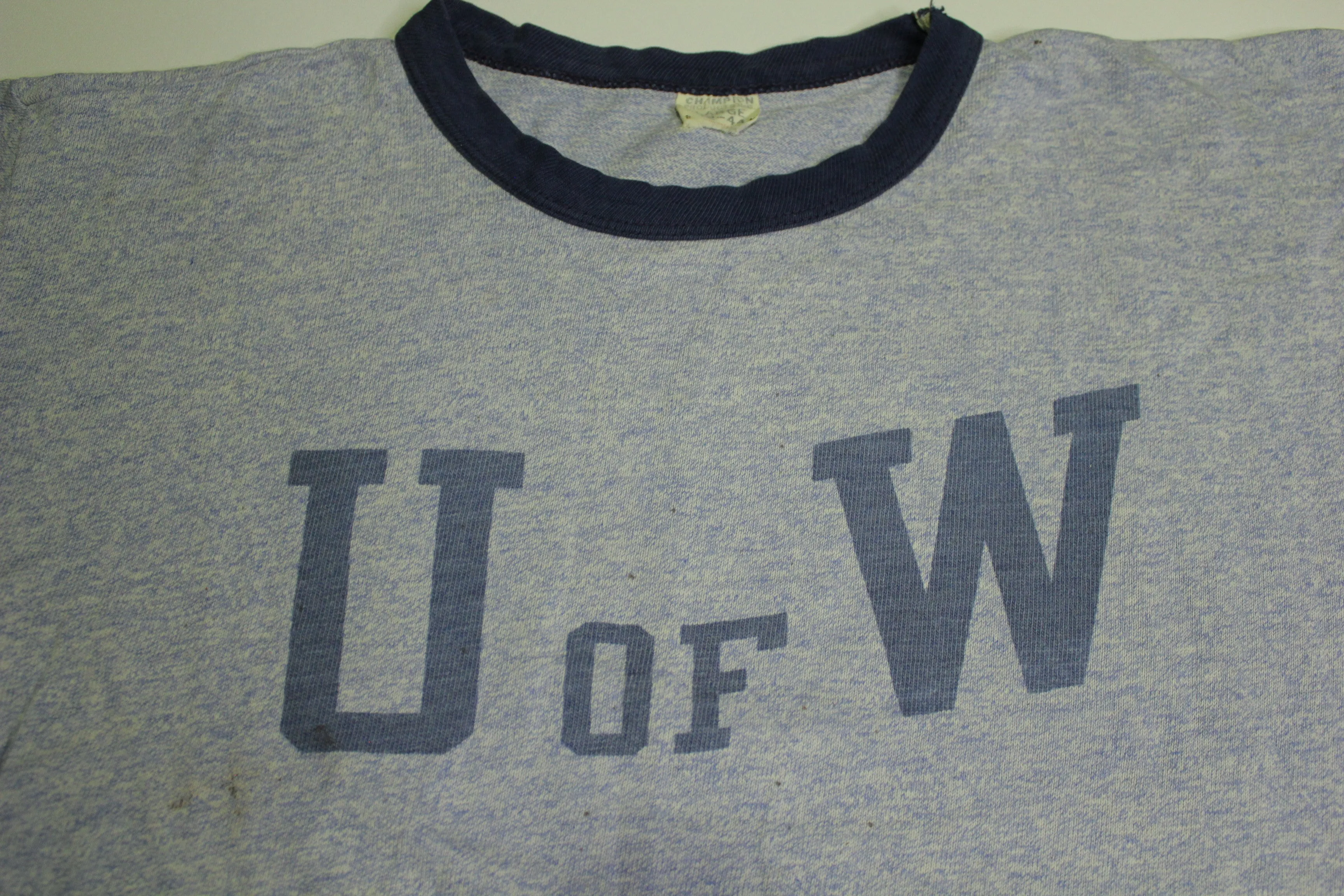 U of W University of Washington Huskies Vintage 60's Ringer Champion Blue T-Shirt