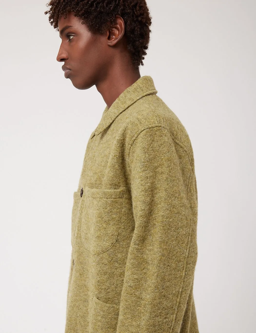 Universal Works Lumber Jacket (Wool Fleece) - Light Olive Green