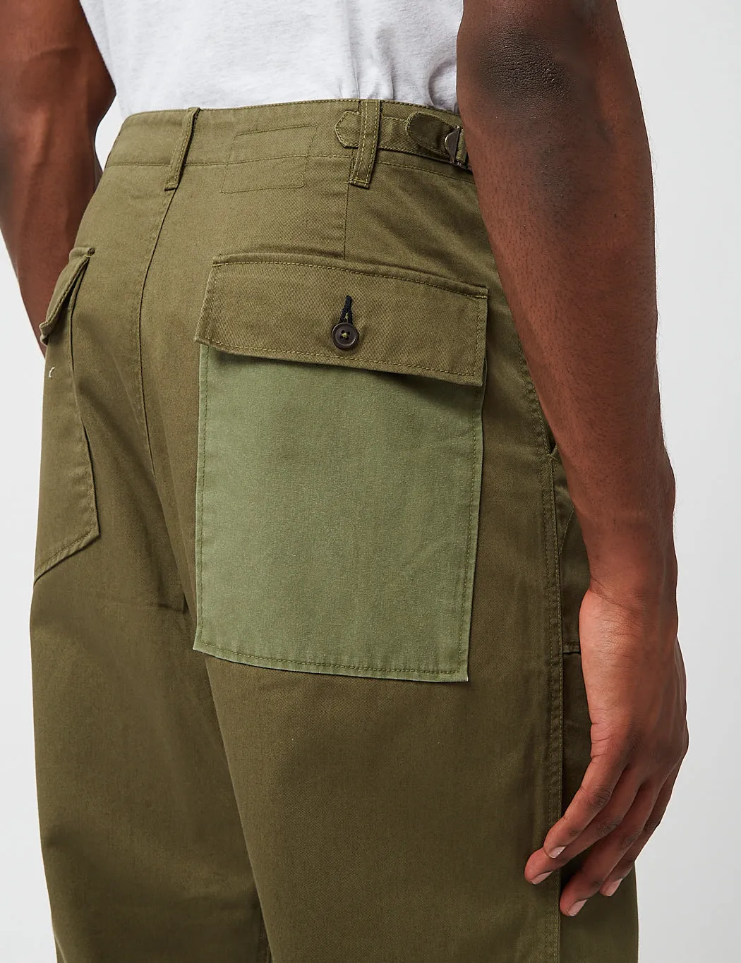 Universal Works Patched Mil Fatigue Twill Pant - Light Olive Green