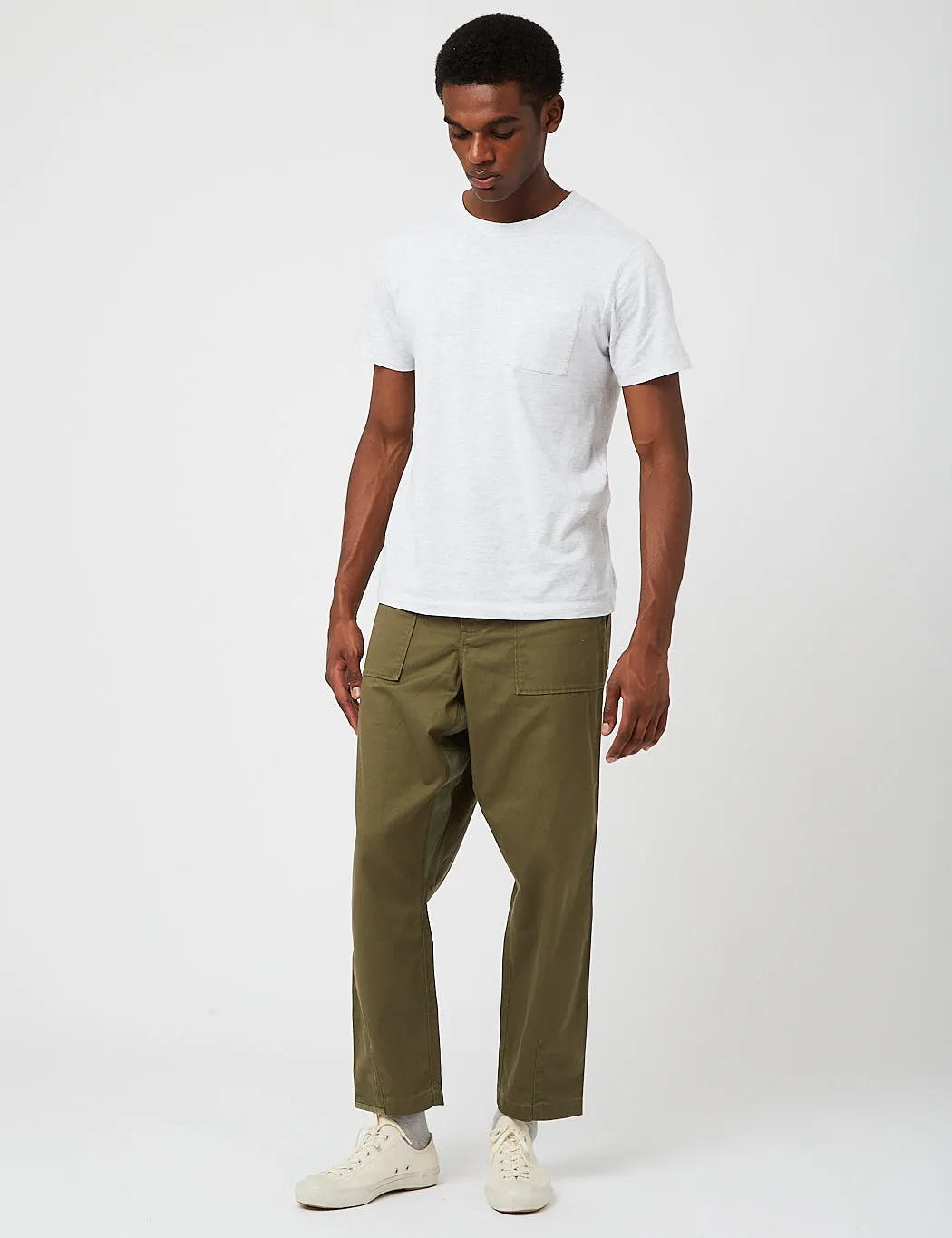 Universal Works Patched Mil Fatigue Twill Pant - Light Olive Green