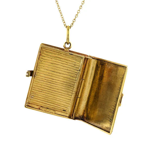 Victorian Book Locket Pendant Necklace