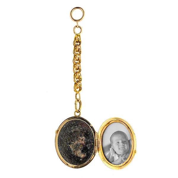 Victorian Locket, Oval Black Enamel Gold