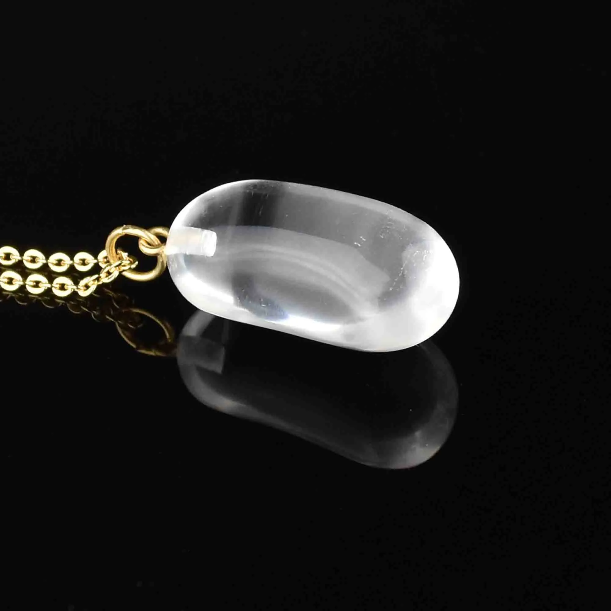 Vintage 18K Gold Quartz Bean Pendant Necklace