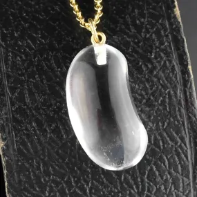 Vintage 18K Gold Quartz Bean Pendant Necklace