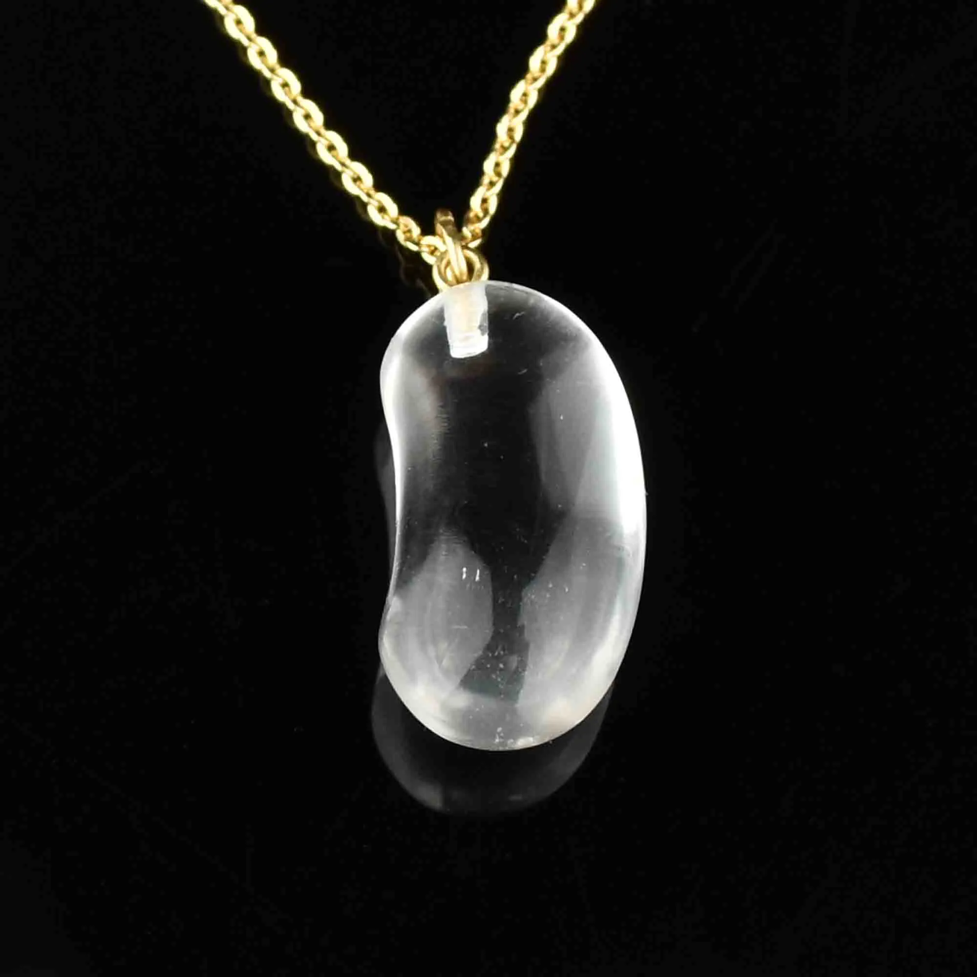 Vintage 18K Gold Quartz Bean Pendant Necklace