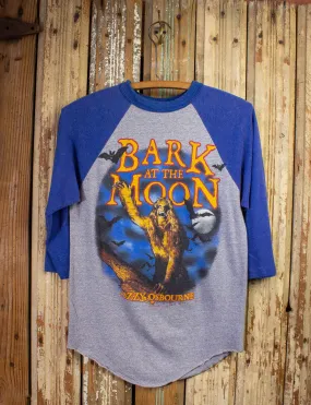 Vintage Ozzy Osbourne Bark At The Moon Raglan Concert T Shirt 1984 Gray/Blue Small