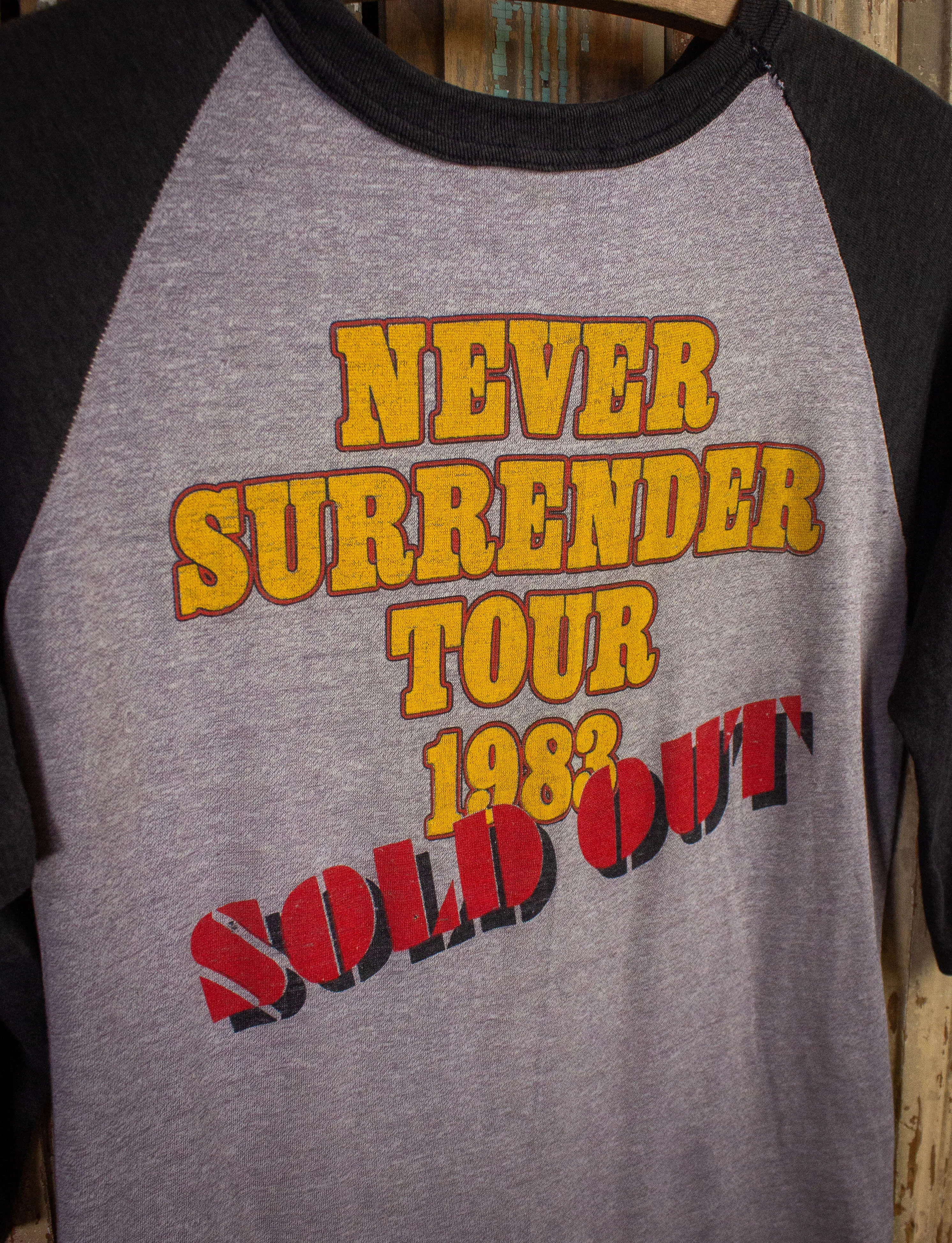 Vintage Triumph Never Surrender Tour Raglan Concert T Shirt 1983 Gray/Black Small