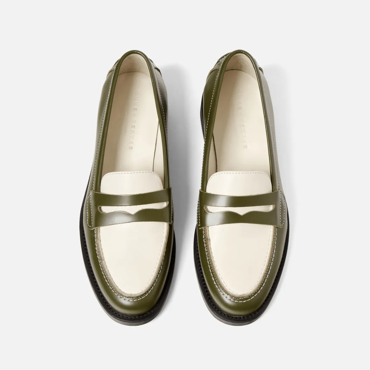 Wilde Olive   White Penny Loafer - Women's