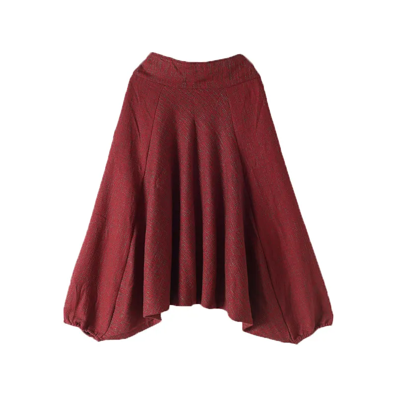 Women Autumn Winter Loose Wide-Leg Cotton Linen Pants