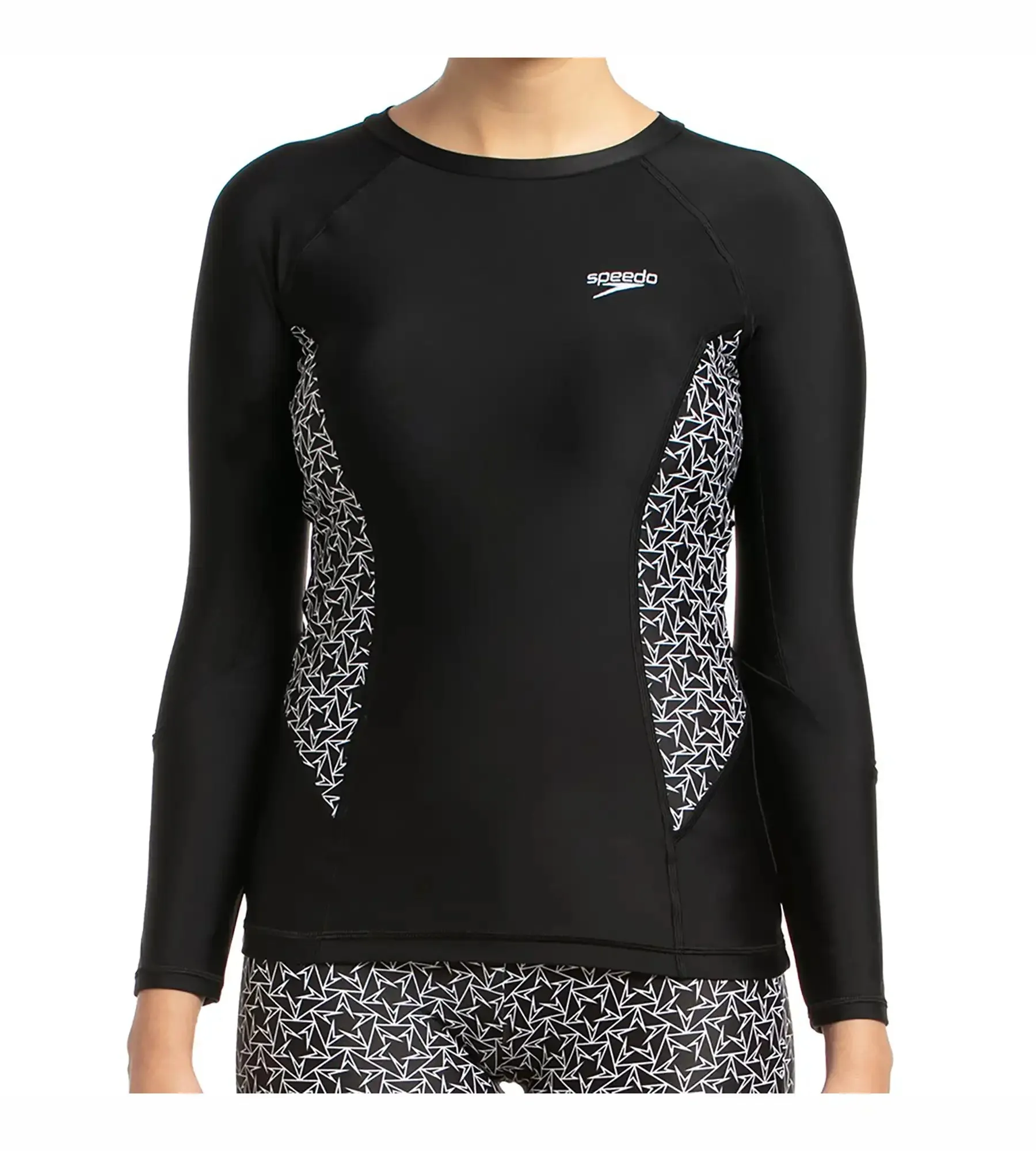 Women's Endurance Boomstar Printed Long Sleeve Suntop - Black & White