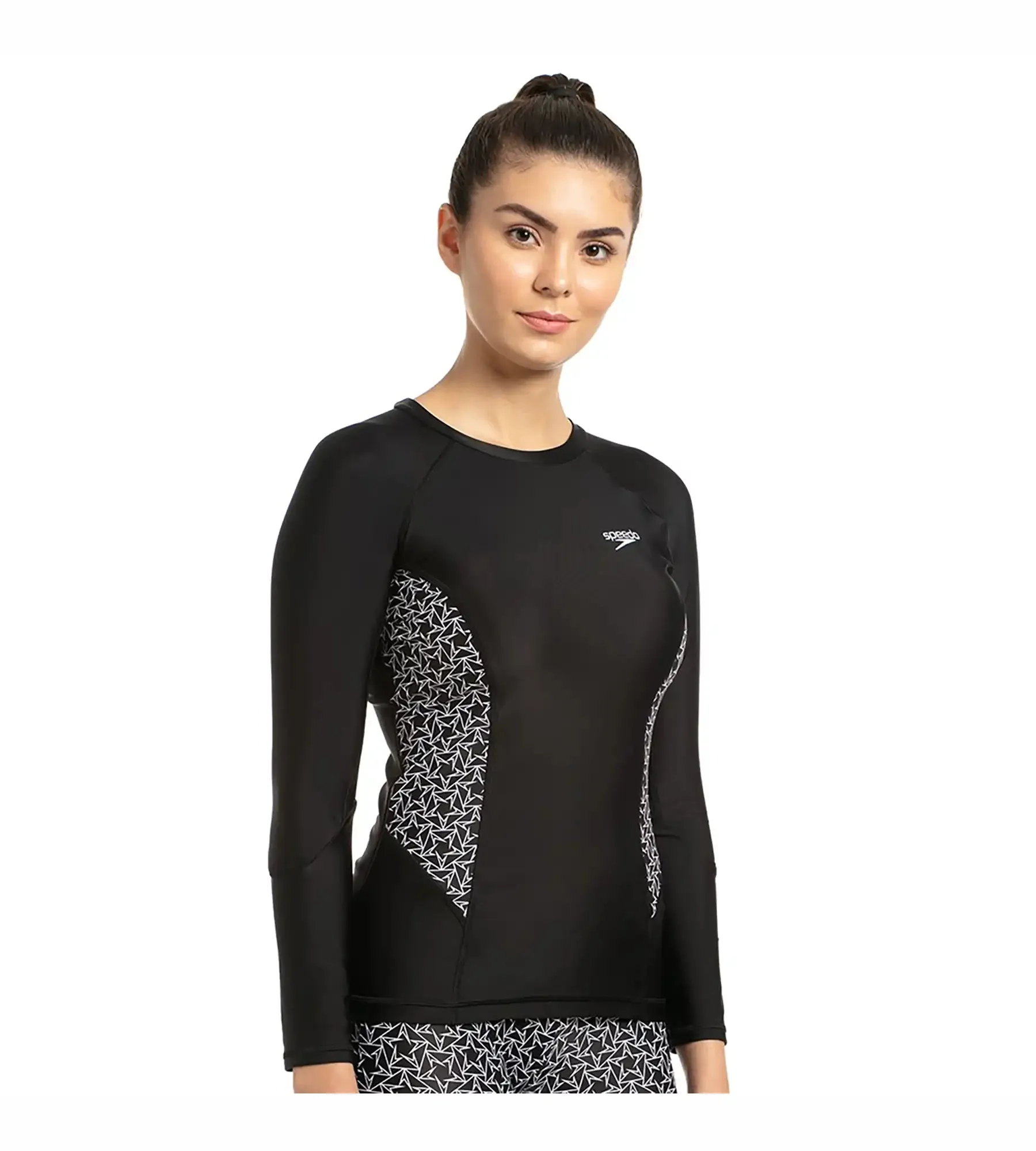 Women's Endurance Boomstar Printed Long Sleeve Suntop - Black & White