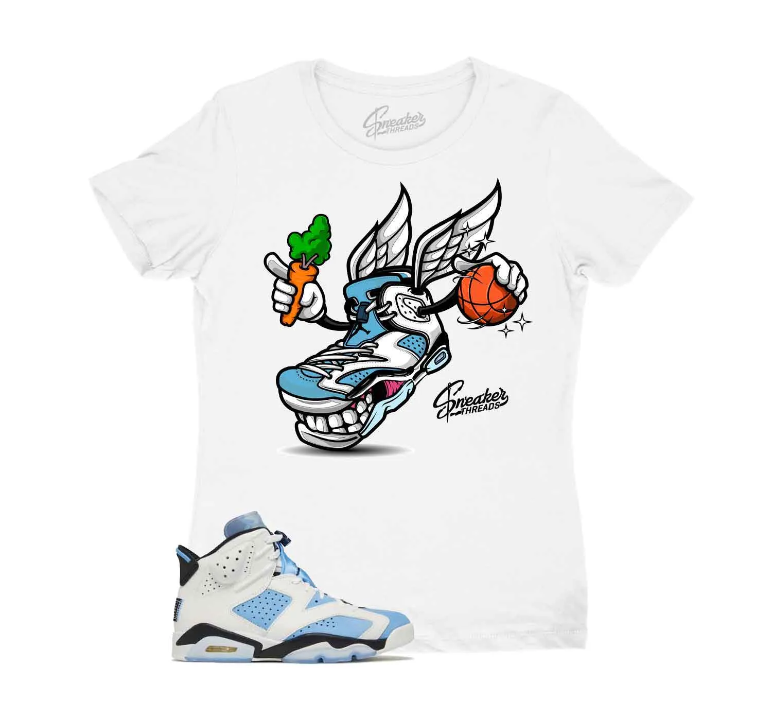 Womens University Blue 6 Shirt - Fly Kicks - White