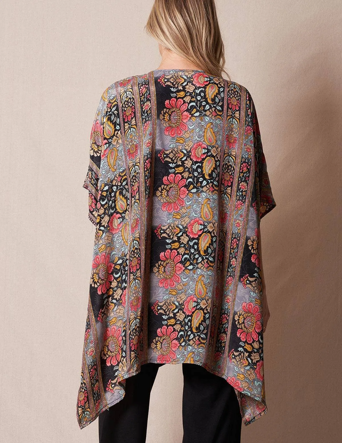 Zayna Kimono Wrap - Black Multi