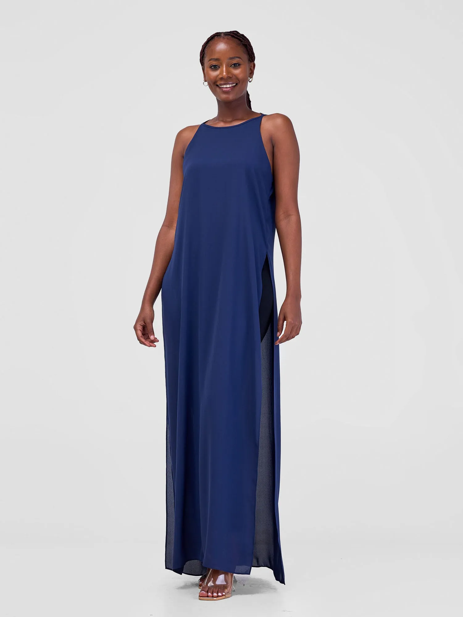 Zoya Luna Halter Neck Maxi Top - Navy Blue