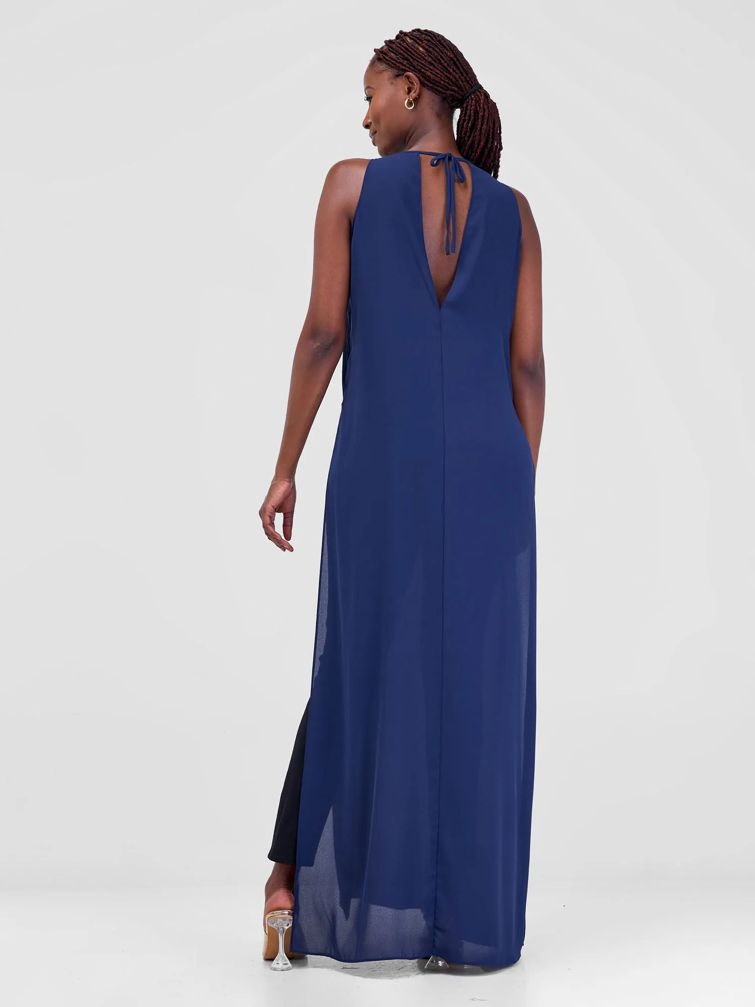 Zoya Luna Halter Neck Maxi Top - Navy Blue