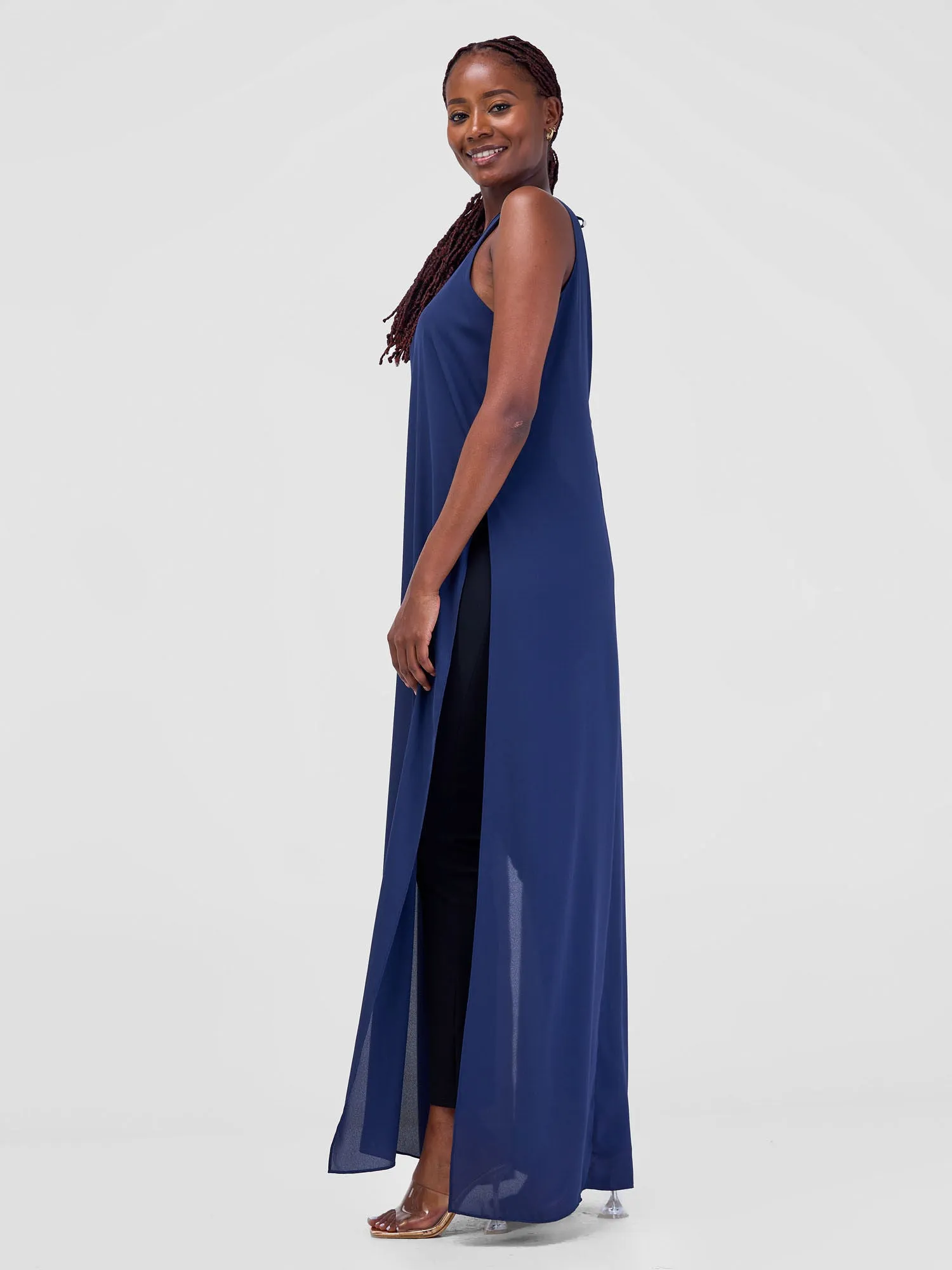 Zoya Luna Halter Neck Maxi Top - Navy Blue